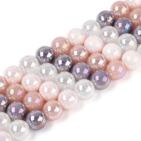 Electroplate Glass Beads Strands X-EGLA-N019-10mm-01-1