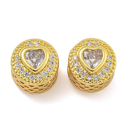 Rack Plating Brass Micro Pave Cubic Zirconia Beads KK-I718-46G-1