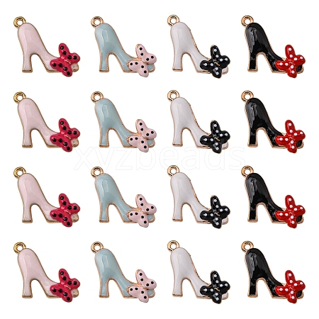 40Pcs 4 Colors Alloy Enamel Stilettos Pendants ENAM-CJ0002-47-1