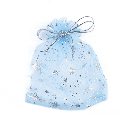 Sliver Stamping Star Organza Printed Gift Drawstring Bags PW-WG4192C-04-1