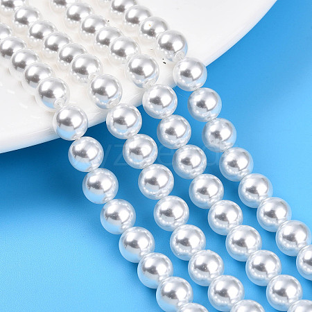 Baking Painted Pearlized Glass Pearl Bead Strands HY-N002-8mm-A12-1