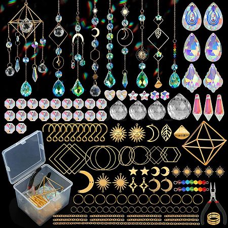 400Pcs DIY Glass Crystal Sun Catcher Hanging Decoration Sets PW-WG97738-01-1