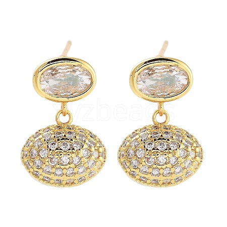 Rack Plating Oval Brass Stud Earrings EJEW-N055-46G-RS-1