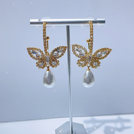 Fashionable luxury Clear Cubic Zirconia & Rhinestone Butterfly Stud Earrings KY8568-2-1