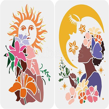 2Pcs 2 Styles Environmental Protection Theme Plastic Drawing Painting Stencils Templates Sets DIY-WH0172-916-1