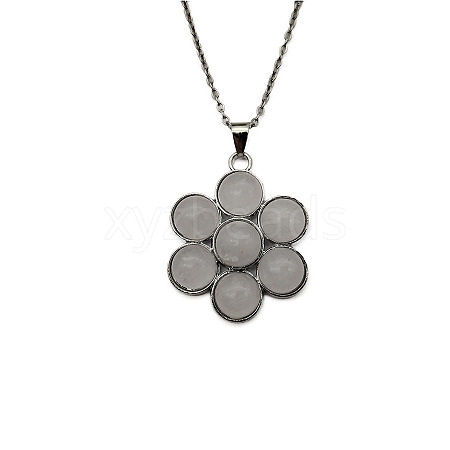 Natural Quartz Crystal Flower Pendant Necklaces FO7861-1-1