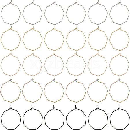 Unicraftale 30Pcs 5 Colors Ion Plating(IP) 316 Surgical Stainless Steel Hoop Earrings Findings STAS-UN0030-95-1