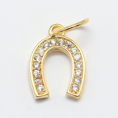 CZ Brass Micro Pave Cubic Zirconia Horse Shoe Charms X-ZIRC-L018-13G-1