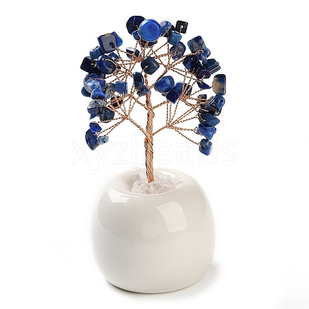 Natural Lapis Lazuli Chips Tree of Life Decorations DJEW-C016-02E-1