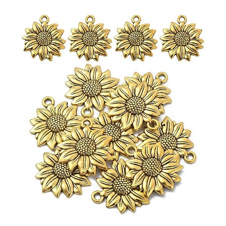 10PCS Sunflower Tibetan Style Alloy Pendants TIBEP-YW0001-59AG-1