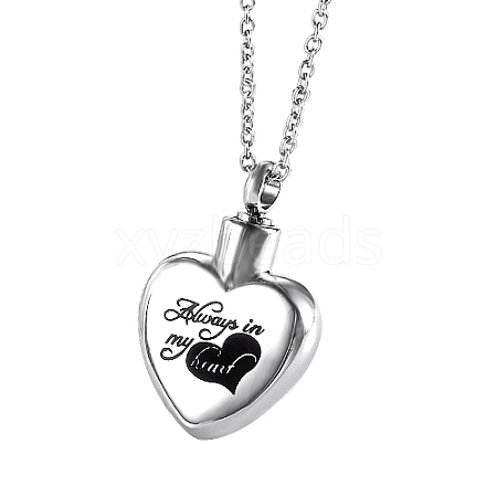 Non-Tarnish Heart with Word Stainless Steel Pendant Necklaces YK3384-1-1