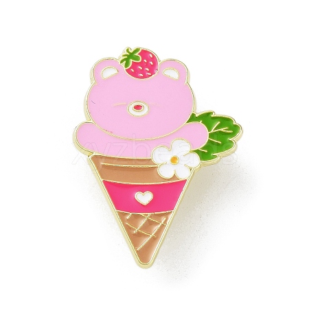 Zinc Alloy Animal Ice Cream Enamel Pin Brooch JEWB-M036-01B-G-1