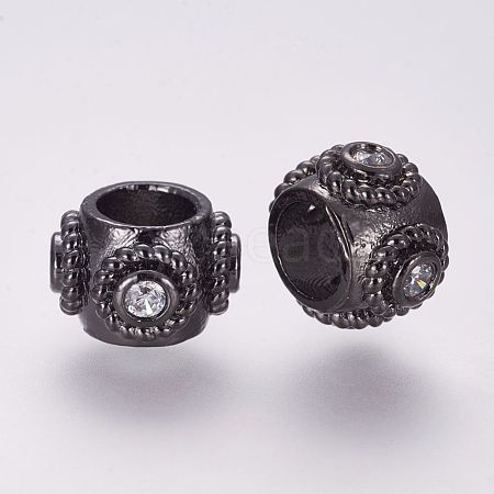 Brass Micro Pave Cubic Zirconia European Beads ZIRC-F054-32B-1