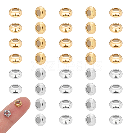 40Pcs 2 Colors 202 Stainless Steel Beads STAS-UN0062-37-1