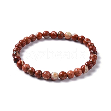 Natural Red Jasper Bead Stretch Bracelets BJEW-K212-A-012-1