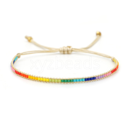 Bohemian Rainbow Seed Beads Adjustable Braided Bracelets for Women NN7174-1