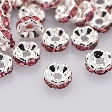 Brass Rhinestone Spacer Beads RB-A014-L8mm-23S-NF-1