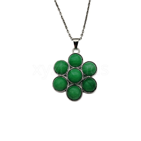 Natural Malachite Flower Pendant Necklaces FO7861-17-1