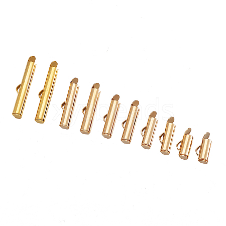 Brass Slide On End Clasp Tubes KK-TA0007-29G-1