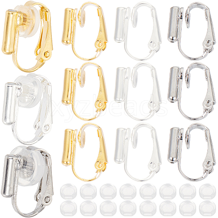 SOFPLATE 24Pcs 3 Colors Brass Clip-on Earring Converters Findings KK-SP0001-15-1