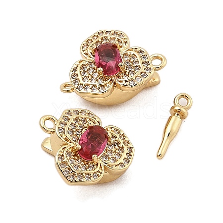 Brass Micro Pave Clear Cubic Zirconia Box Clasps KK-C075-21G-1