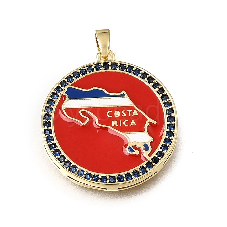 Brass Micro Pave Marine Blue Cubic Zirconia Pendants KK-CBAA632-17G-1