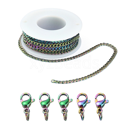 DIY Rainbow Color Chain Necklace Making Kit DIY-YW0005-90-1