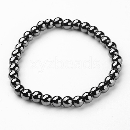 Synthetic Hematite Stretch Bracelets BJEW-P0131-01-1