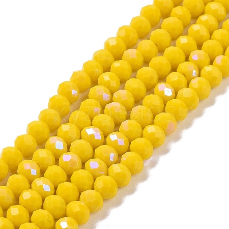 Electroplate Opaque Solid Color Glass Beads Strands EGLA-A044-P1mm-L04-1