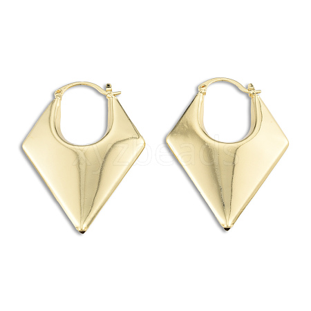 Brass Chunky Rhombus Hoop Earrings for Women EJEW-N011-82LG-1