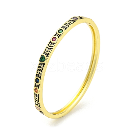 Brass Enamel Hinged Bangles BJEW-Z062-22G-1