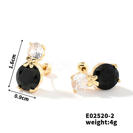 Summer Countryside Style Copper Zirconia Stud Earrings for Women QN0199-2-1