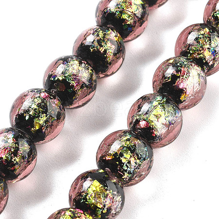 Handmade Foil Lampwork Beads Strands FOIL-K003-06B-18-1