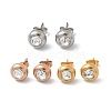 Ion Plating(IP) 304 Stainless Steel Flat Round Stud Earrings EJEW-C099-16C-4