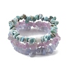 Chips Natural Larimar & Blue Lace Agate & Kunzite Beaded Stretch Bracelets Sets X-BJEW-JB05332-01-4