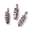 Natural Amethyst Double Terminal Pointed Pendants G-C051-02C-1