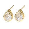 Brass Micro Pave Clear Cubic Zirconia Stud Earrings EJEW-C174-02G-G-4