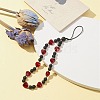 Round Natural Lava Rock & Heart Glass Beaded Mobile Straps HJEW-TA00027-2