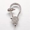 Brass Micro Pave Cubic Zirconia Lobster Claw Clasps ZIRC-G095-54P-2