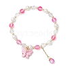 Frosted Dyed Synthetic Moonstone & Shell Pearl Round Beads Stretch Bracelets BJEW-JB11822-04-2