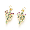 Brass Micro Pave Cubic Zirconia Pendants X-ZIRC-L093-14G-1