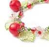 Teacher's Day Theme Resin Apple Charm Bracelets with Acrylic Leaf & Plastic Flower BJEW-JB09209-2