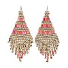 Boho Seed Bead Rhombus Tassel Earrings EJEW-Z072-02A-2