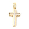 Brass Pave Natural White Shell Pendants KK-S522-01A-G-1