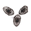 Natural & Synthetic Gemstone Retro Finger Rings RJEW-B067-02R-2