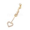 Long Tassel with Heart Crystal Rhinestone Charm Belly Ring LS-AJEW-F057-04G-1