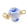 Transparent Evil Eye Glass Connector Charms PALLOY-JF02209-2