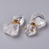 Hexagon Natural Quartz Crystal Perfume Bottle Pendants G-H241-03E-G-2