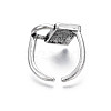 Padlock with Word Love Alloy Open Cuff Ring for Women RJEW-T009-42AS-2