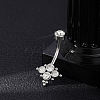 304 Stainless Steel Clear Cubic Zirconia Curved Barbell Belly Button Rings AJEW-D306-03P-03-1